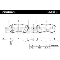 Brake pad set rear HYUNDAI SONATA V SONATA VI,  KIA PICANTO II PRO SPORTAGE II SPORTAGE III