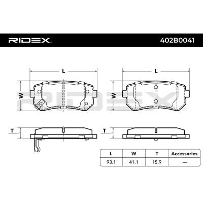 Brake pad set rear KIA SPORTAGE II SPORTAGE III