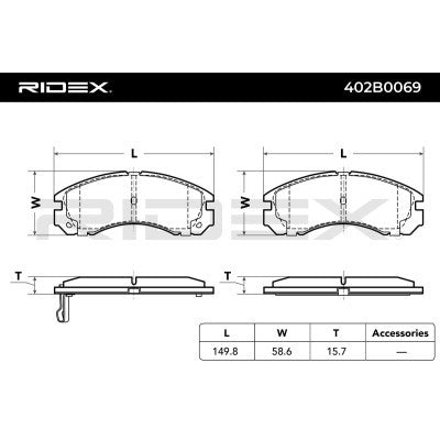 Brake pad set front MITSUBISHI OUTLANDER II PAJERO I PAJERO II