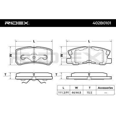 Brake pad set rear MITSUBISHI OUTLANDER II PAJERO II