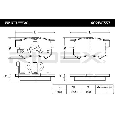 Brake pad set rear HONDA ACCORD VII VIII CIVIC VIII CR-V II CR-V III CR-V IV FR-V STREAM, SUZUKI SWIFT III