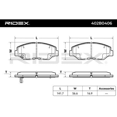 Brake pad set front HONDA ACCORD VII CR-V I CR-V II ELEMENT PILOT