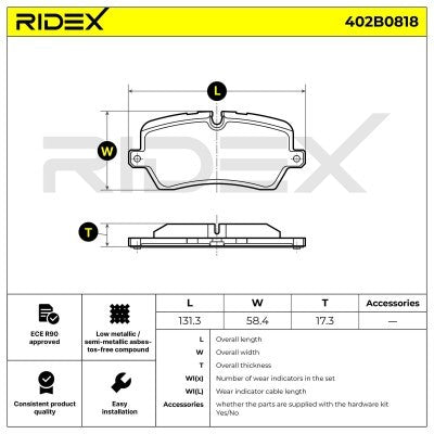 Brake pad set rear RANGE ROVER IV, RANGE ROVER SPORT II